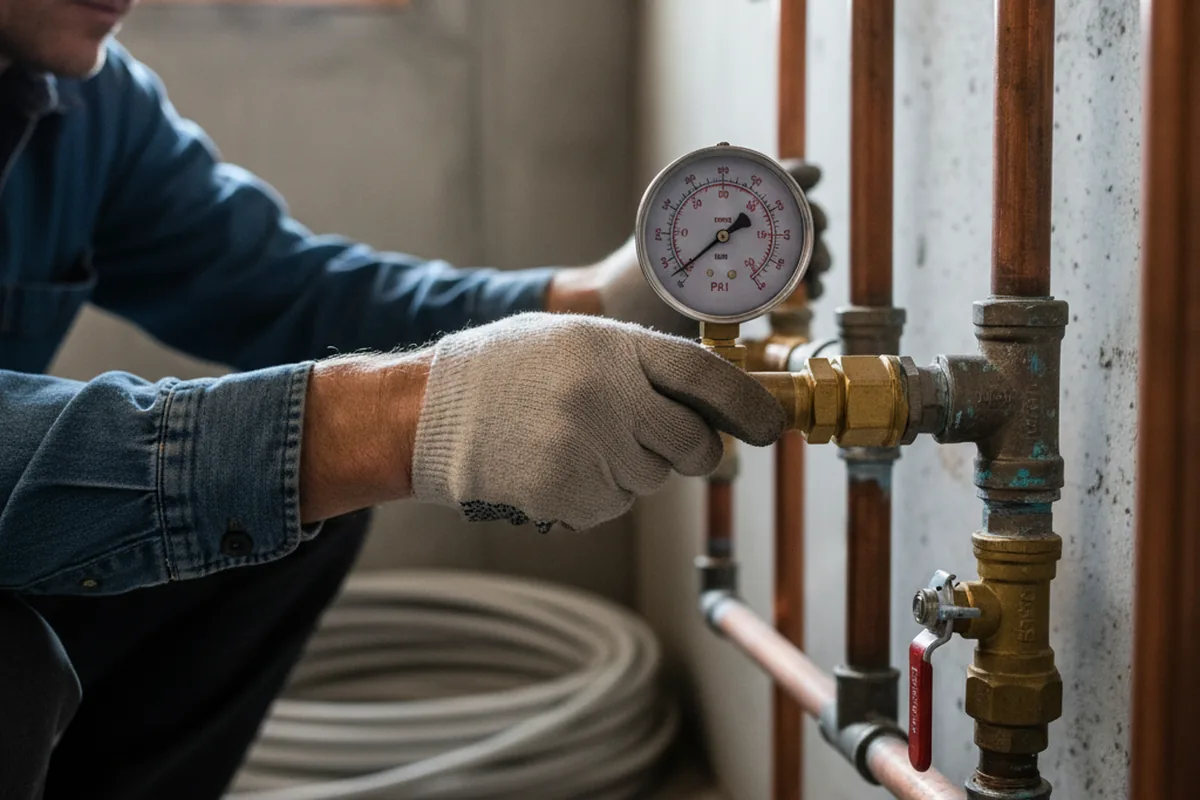 Pressure testing a repaired line during Water Line Repair in Burnt Ranch